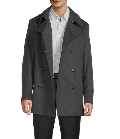 Hugo Boss Oversized Wool Cashmere Blend Notch Lapel Slim Fit Solid Top Coat