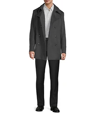Hugo Boss Oversized Wool Cashmere Blend Notch Lapel Slim Fit Solid Top Coat