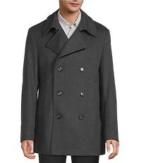 Hugo Boss Oversized Wool Cashmere Blend Notch Lapel Slim Fit Solid Top Coat