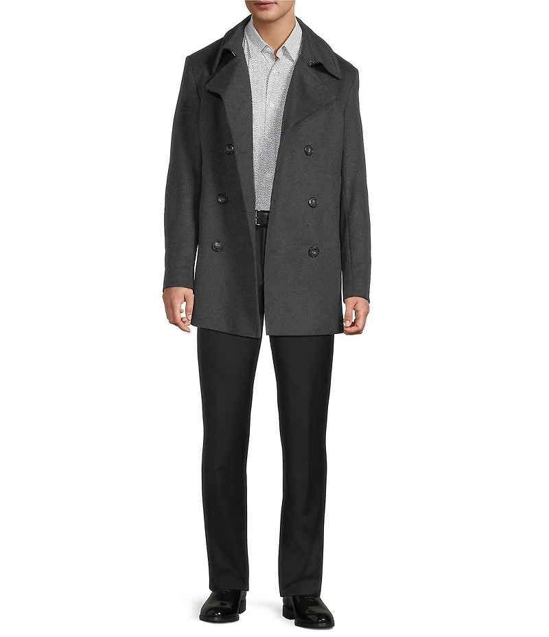 Hugo Boss Oversized Wool Cashmere Blend Notch Lapel Slim Fit Solid Top Coat