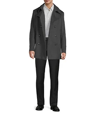 Hugo Boss Oversized Wool Cashmere Blend Notch Lapel Slim Fit Solid Top Coat