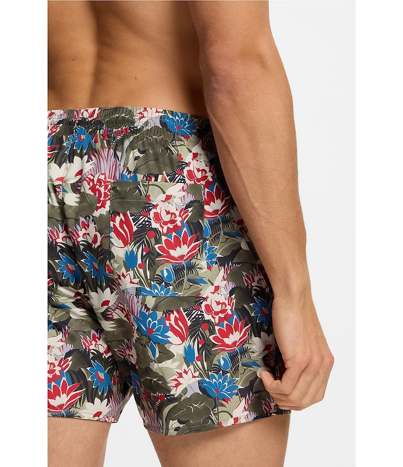 Hugo Boss Piranha 5.31#double; Inseam Allover Print Swim Trunks