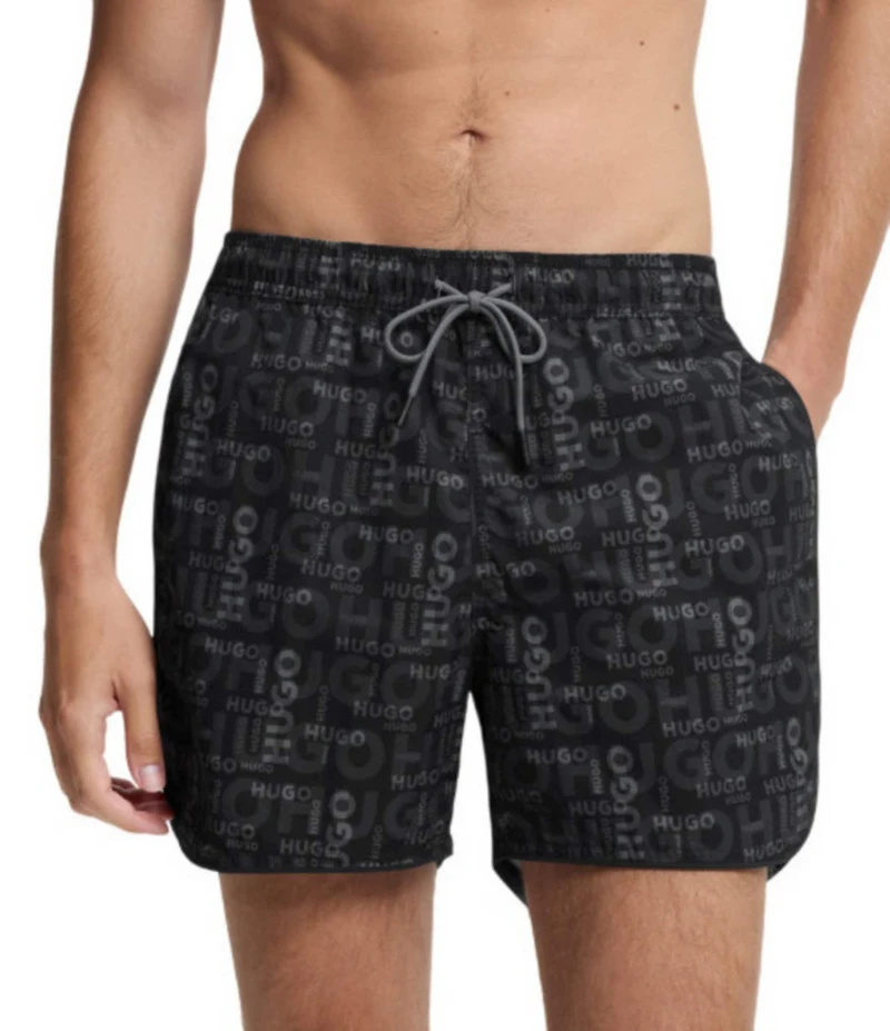 Hugo Boss Rik Graphic Print 4.7#double; Inseam All-Over Print Drawstring Pull-On Swim Trunks