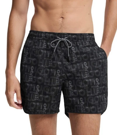 Hugo Boss Rik Graphic Print 4.7#double; Inseam All-Over Print Drawstring Pull-On Swim Trunks
