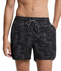 Hugo Boss Rik Graphic Print 4.7#double; Inseam All-Over Print Drawstring Pull-On Swim Trunks