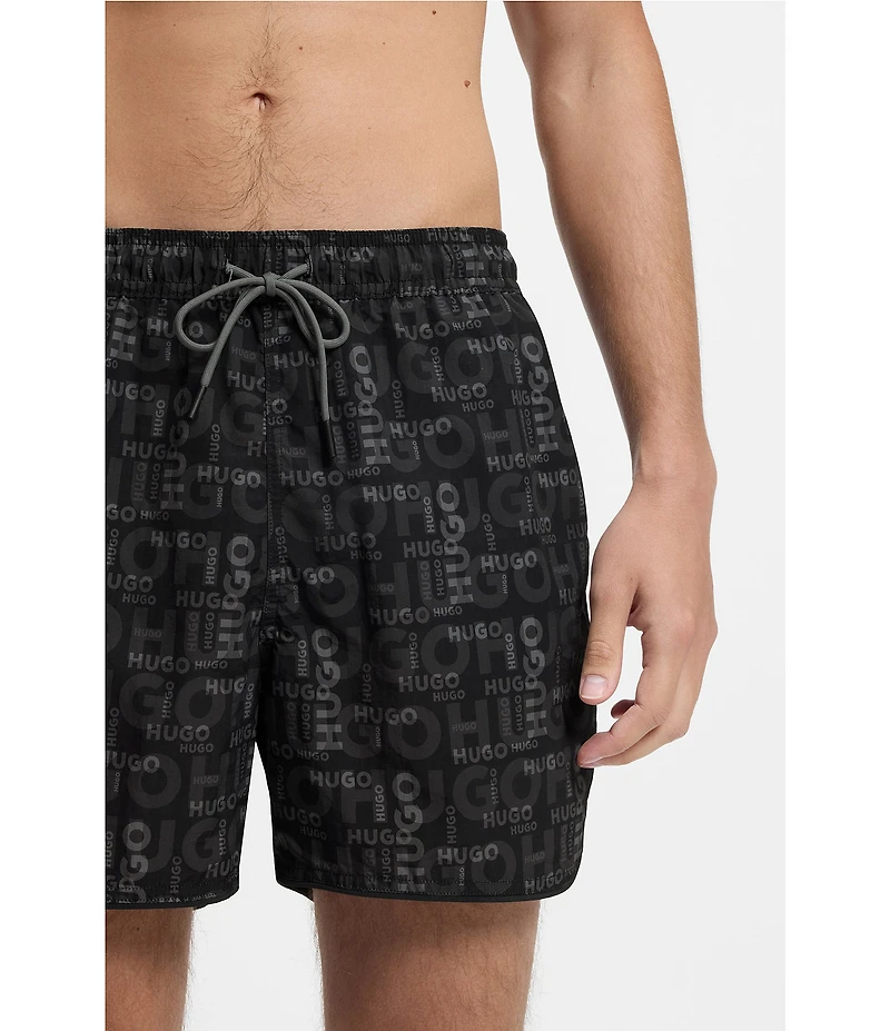 Hugo Boss Rik Graphic Print 4.7#double; Inseam All-Over Print Drawstring Pull-On Swim Trunks