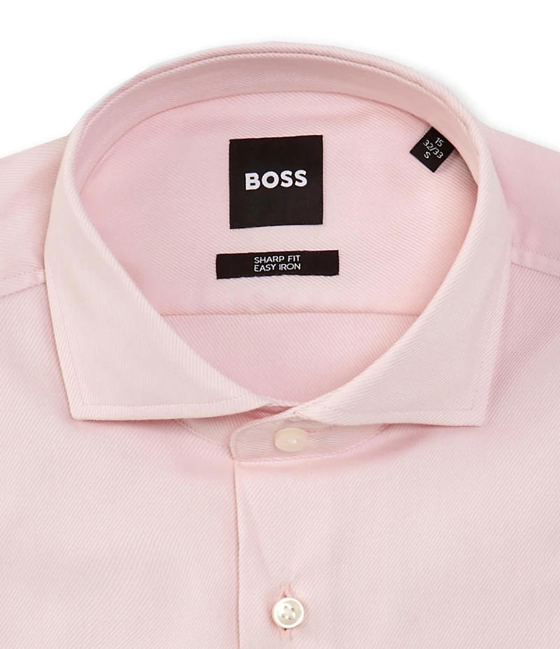 Hugo Boss Sharp Fit Easy Iron Spread Collar Solid Twill Dress Shirt