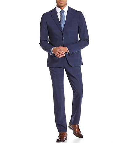 Hugo Boss Slim Fit Flat Front Plaid Patterned 2-Piece Suit
