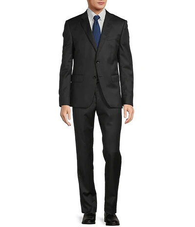 Hugo Boss Slim Fit Flat Front Notch Lapel Solid Pattern 2-Piece Suit