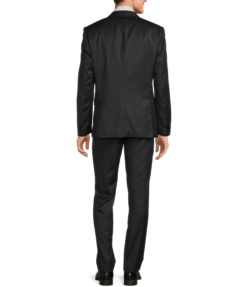 Hugo Boss Slim Fit Flat Front Notch Lapel Solid Pattern 2-Piece Suit