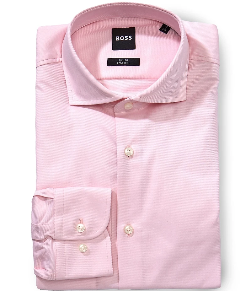 Hugo Boss Slim Fit Spread Collar Diagonal Stripe Dress Shirt