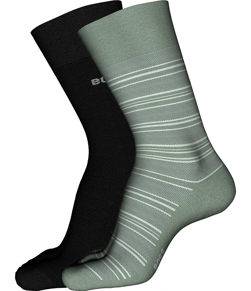 Hugo Boss Stripe Piquet Crew Dress Socks 2-Pack