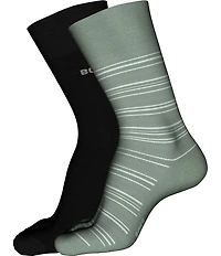 Hugo Boss Stripe Piquet Crew Dress Socks 2-Pack