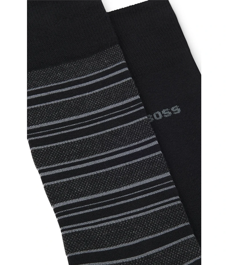 Hugo Boss Stripe Piquet Crew Dress Socks 2-Pack