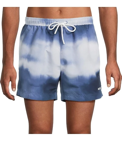 Hugo Boss Two Tone Print 5#double; Inseam Swim Trunks