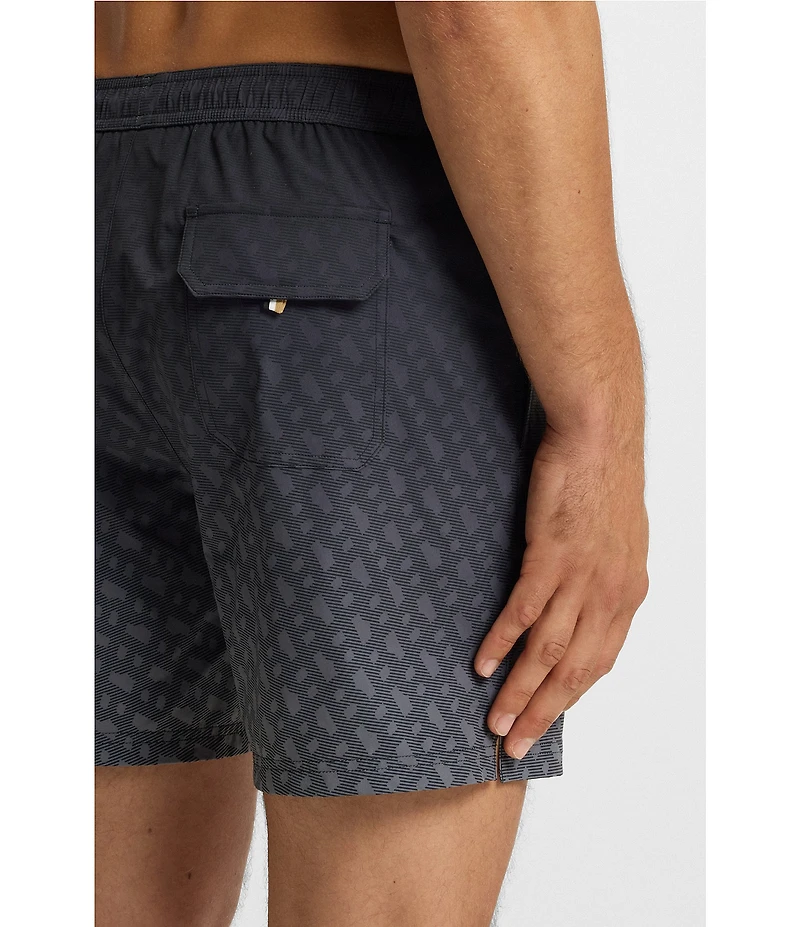 Hugo Boss Vale Printed 6#double; Inseam Drawstring Swim Trunks