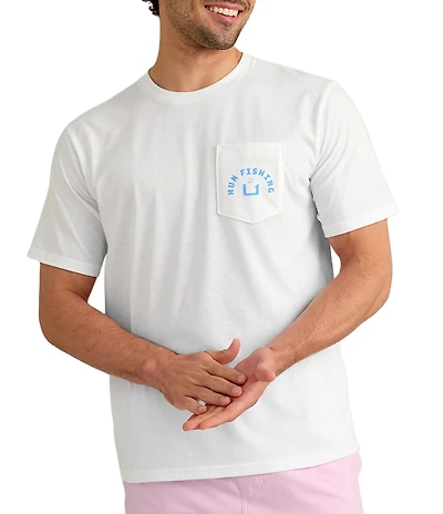 Huk Fishing Crew Neck Short Sleeve Graphic Pocket T-Shirt