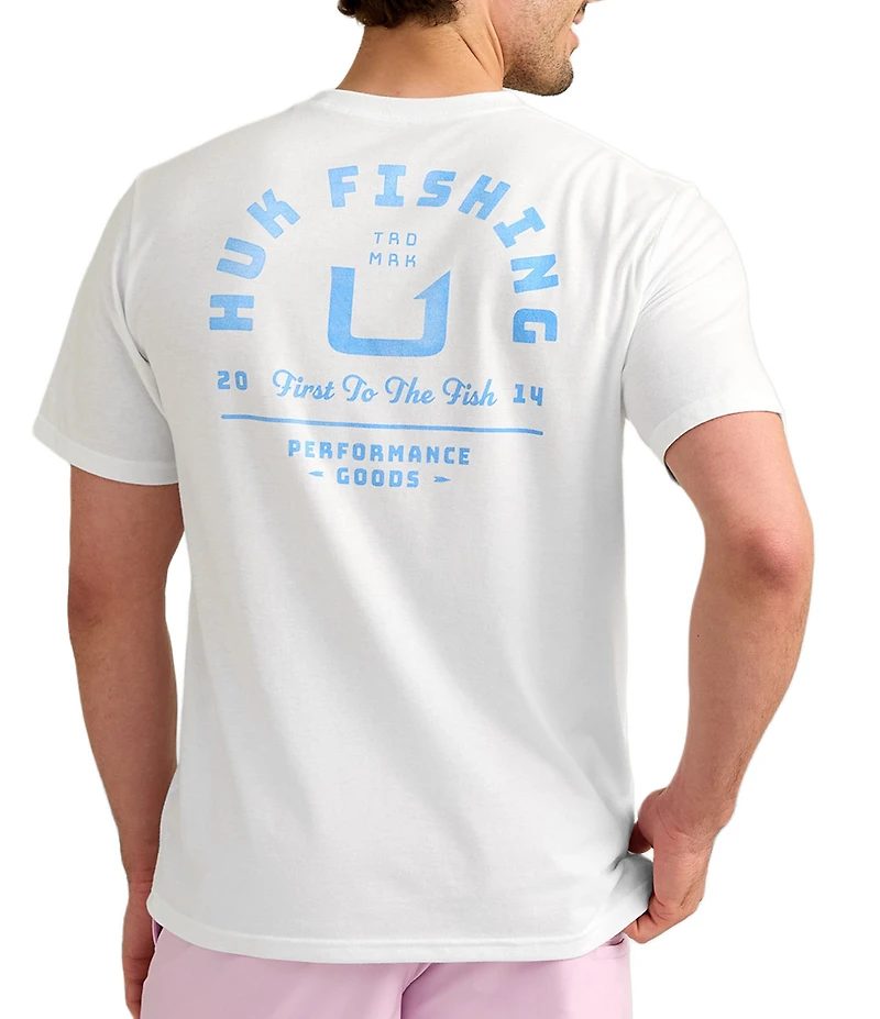 Huk Fishing Crew Neck Short Sleeve Graphic Pocket T-Shirt