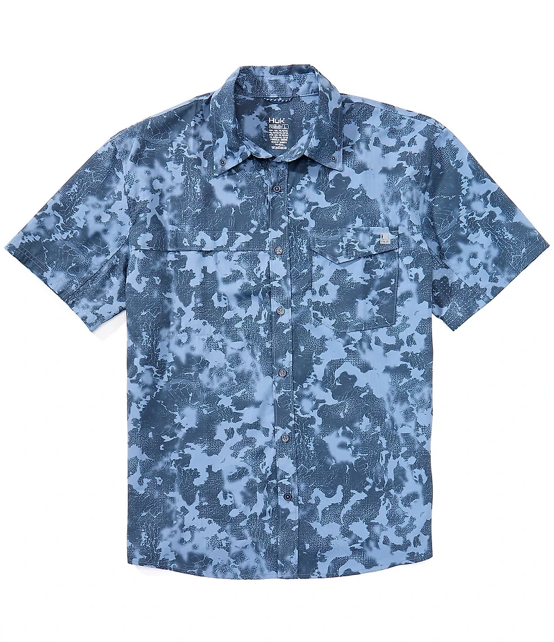 Huk Tide Point KC Printed Short Sleeve Button Down Shirt