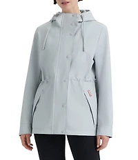 Hunter Abbey Short Rubberized Hooded Snap Front Waterproof Rain Jacket