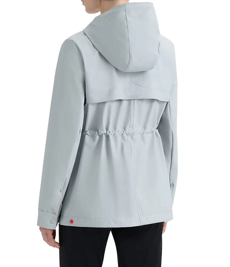 Hunter Abbey Short Rubberized Hooded Snap Front Waterproof Rain Jacket