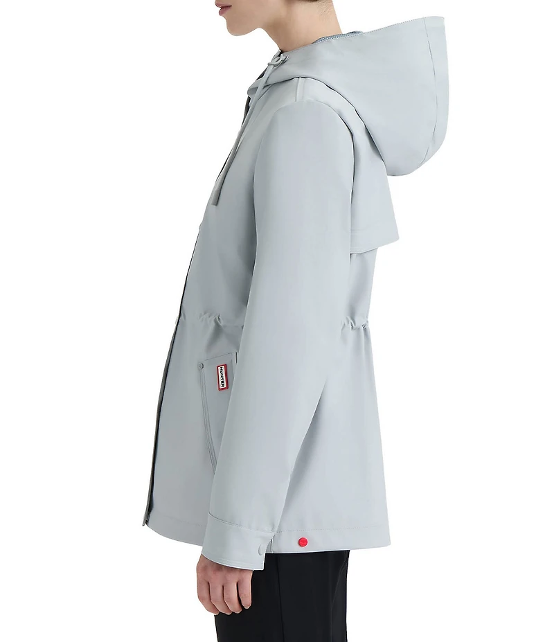 Hunter Abbey Short Rubberized Hooded Snap Front Waterproof Rain Jacket