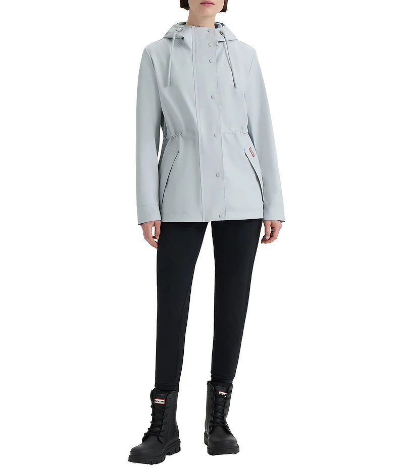 Hunter Abbey Short Rubberized Hooded Snap Front Waterproof Rain Jacket