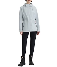 Hunter Abbey Short Rubberized Hooded Snap Front Waterproof Rain Jacket