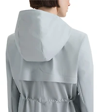 Hunter Abbey Short Rubberized Hooded Snap Front Waterproof Rain Jacket