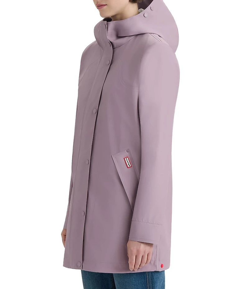 Hunter Acacia Rubberized Hooded 2-Way Zip Front Waterproof Rain Jacket