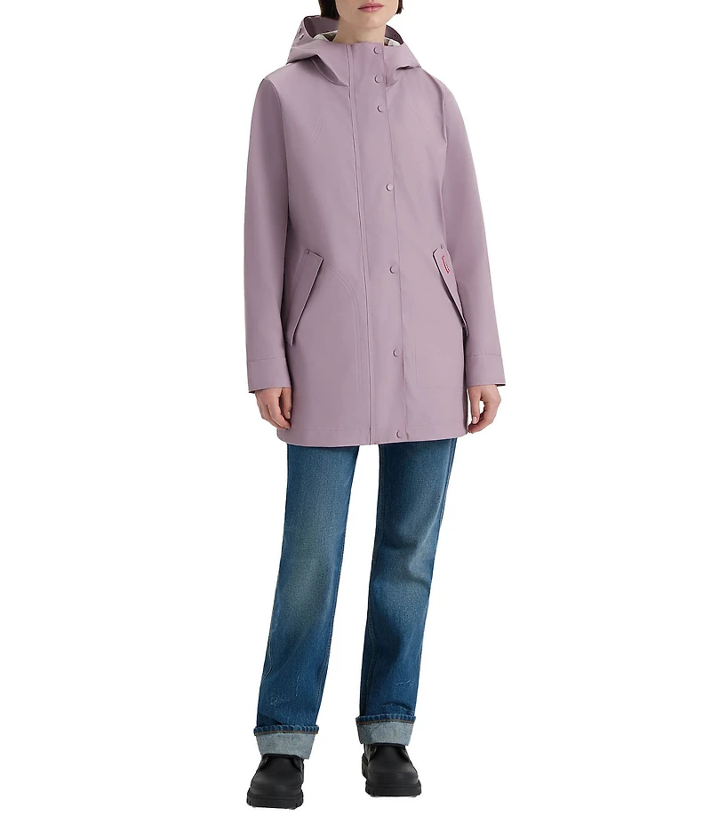 Hunter Acacia Rubberized Hooded 2-Way Zip Front Waterproof Rain Jacket