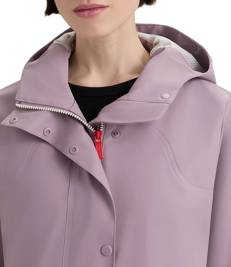 Hunter Acacia Rubberized Hooded 2-Way Zip Front Waterproof Rain Jacket