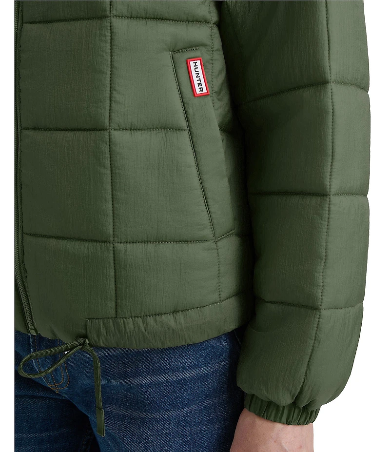 Hunter Camille Soft Sheered Crinkle Hooded Adjustable Drawstring Hem Zip Front Jacket