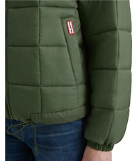 Hunter Camille Soft Sheered Crinkle Hooded Adjustable Drawstring Hem Zip Front Jacket