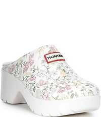Hunter Women's Anika Water-Resistant Floral Platform Block Heel Clogs