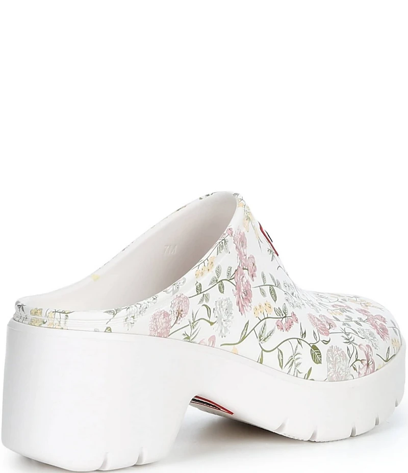 Hunter Women's Anika Water-Resistant Floral Platform Block Heel Clogs