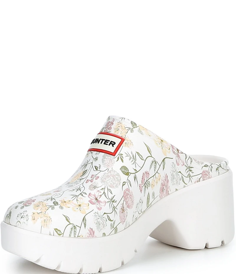 Hunter Women's Anika Water-Resistant Floral Platform Block Heel Clogs