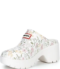 Hunter Women's Anika Water-Resistant Floral Platform Block Heel Clogs