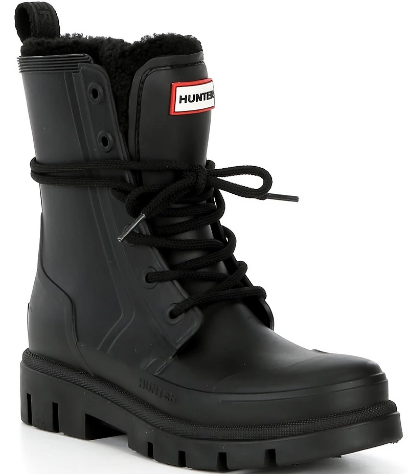 Hunter Women's Diana Shearling Combat Rain Boots