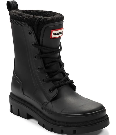 Hunter Women's Diana Shearling Combat Winter Rain Boots