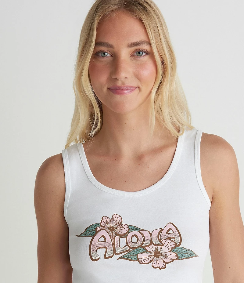 Hurley Aloha Graphic Sleeveless Cropped Tank Top