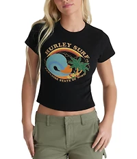 Hurley Ashbury Short Sleeve Baby Rib Knit Crop T-Shirt