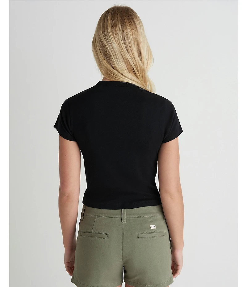 Hurley Ashbury Short Sleeve Baby Rib Knit Crop T-Shirt