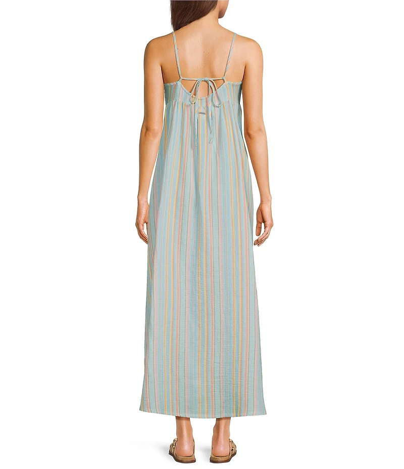 Hurley Avalon Sleeveless Vertical Striped Long Dress