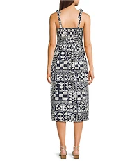 Hurley Beach Club Mixed Media Printed Sleeveless Midi Dress
