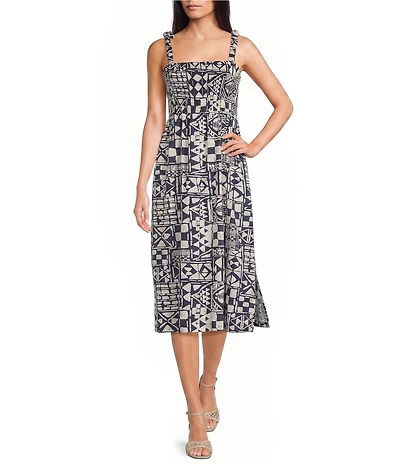 Hurley Beach Club Mixed Media Printed Sleeveless Midi Dress