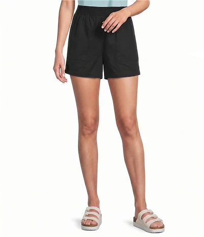 Hurley Beach Club Solid Pull-On Patch Pocket Smocked Shorts