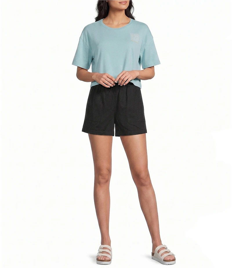 Hurley Beach Club Solid Pull-On Patch Pocket Smocked Shorts