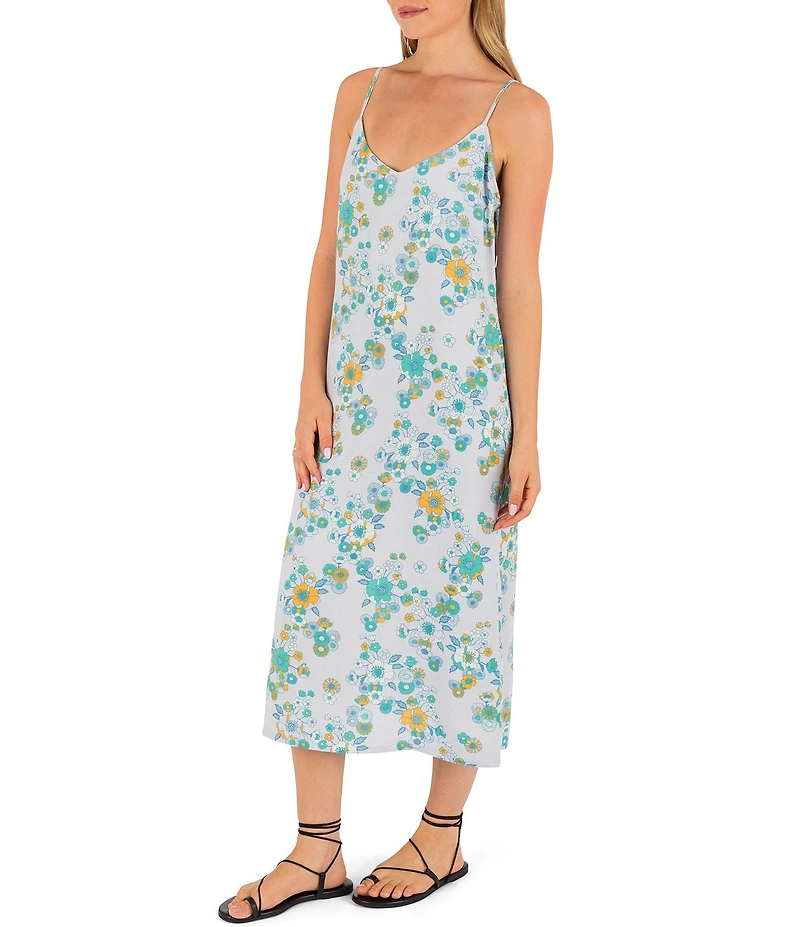 Hurley Beverly Floral Printed Sleeveless Midi Shift Dress