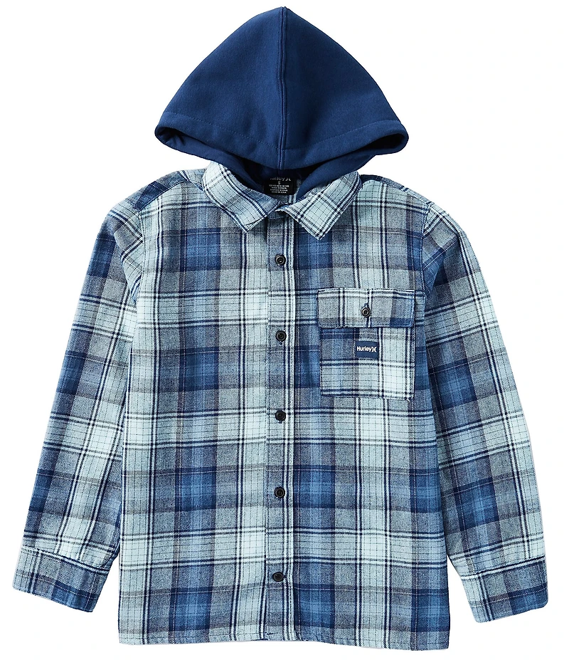 Hurley Big Boys 8-20 Long Sleeve Hooded Plaid Flannel Shirt Jacket